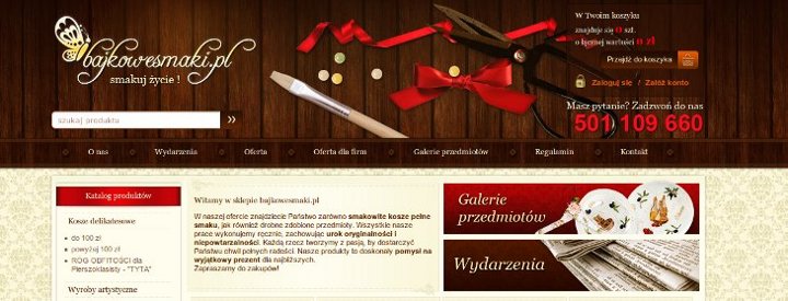 Sklep internetowy bajkowesmaki.pl- kosze delikatesowe,kosze okazyjne,oryginalne prezenty, upominki firmowe, unikatowe gadżety, pomysły na wyjatkowy prezent